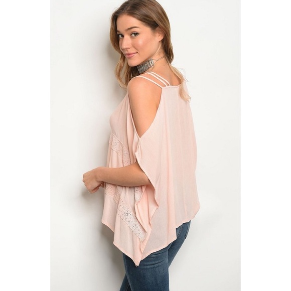 *MAKE OFFER. DONATING JANUARY 1. * BLUSH BOHO COLD SHOULDER BLOUSE - Picture 3 of 3